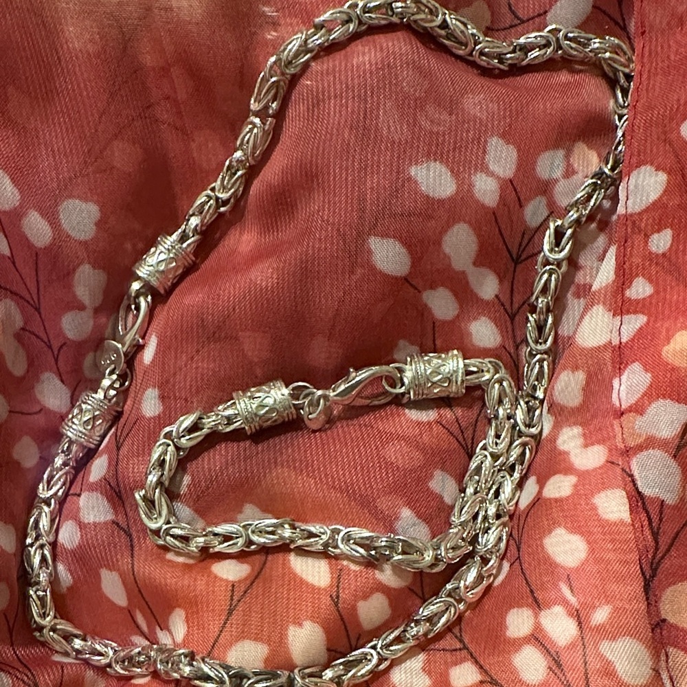 Elegant Silver 925  Chain Necklace and Bracelet Set